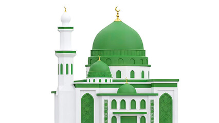 Green Domes Mosque with Minaret