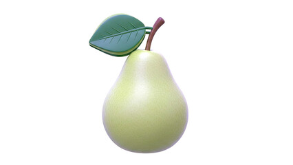Green Pear with Leaf