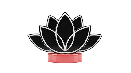 Stylized Black Lotus Flower on Pink Pedestal