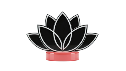 Stylized Black Lotus Flower on Pink Pedestal