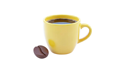 Yellow coffee mug with coffee bean