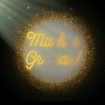 muchas gracias! final del clip en estetica dorada y fondo negro con texto en espa&ntilde;ol 