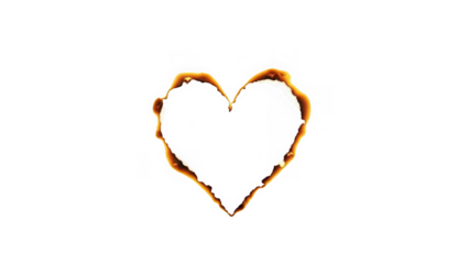 Burnt heart shape isolated on transparent background