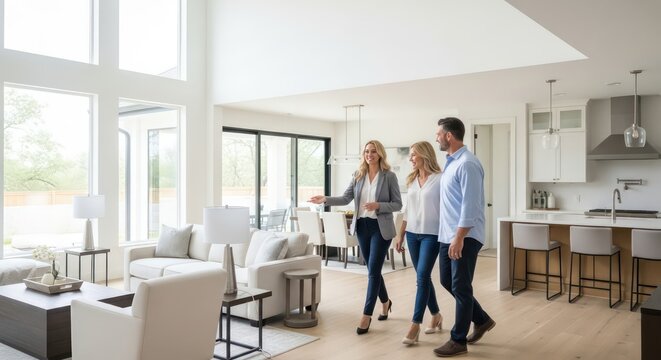 Real Estate Agent Showing a Home to a Couple.