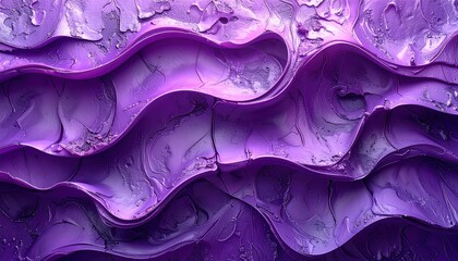 Abstract Purple Waves of Thick Paint Texture Background.