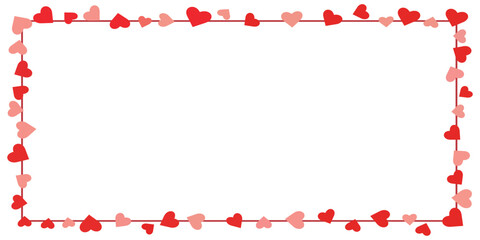 Valentine heart border frame card, red, and pink, sweet, vector, design romantic, love, decorations, paper, for celebration square, white background.