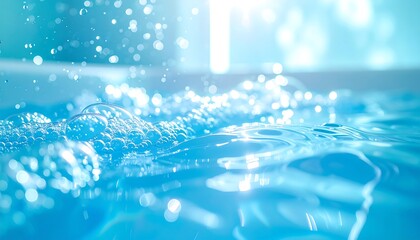 Aqua Serenity: A close-up captures the enchanting world of water, where light dances across the surface, creating a visual symphony of ripples and movement, inviting to dive into pure tranquility.