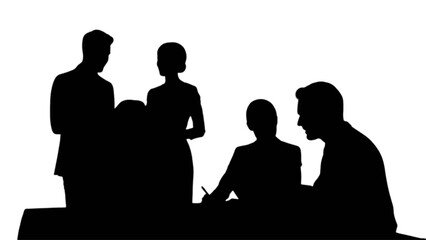 Business professionals engaging in a collaborative discussion or meeting in a corporate setting