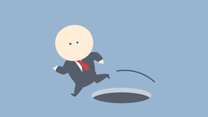 ビジネスイメージイラスト_穴を飛び越えるビジネスマン