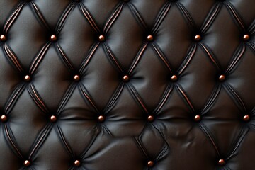 Fototapeta premium Elegant Dark Leather Texture with Buttons, Soft Tufted Design, Antique Style for Interiors