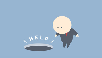 ビジネスイメージイラスト_助けを求める穴の中を除くビジネスマン