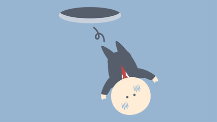 ビジネスイメージイラスト_穴から落ちるビジネスマン