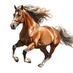 Obraz premium Brown Horse Running with Flowing Mane 10.