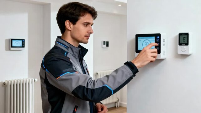 Wireless hydronic zone controller programming expert configures remote temperature sensors for seamless smart home heating management.