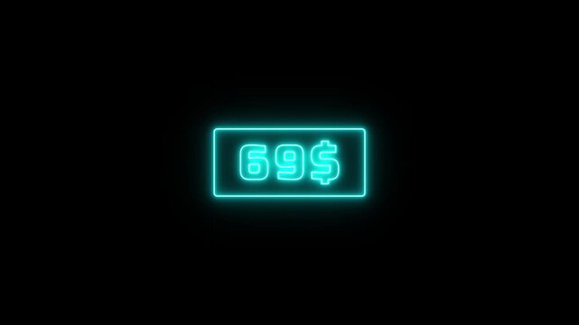 0 to 200 dollar counting animation. 200 dollar neon sign Counting money and digits increasing. Counting Numbers from 0 to 200 on a black backgrount.