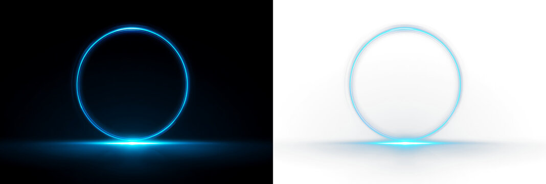Futuristic Neon Energy Portal with Blue Glowing Rings PNG