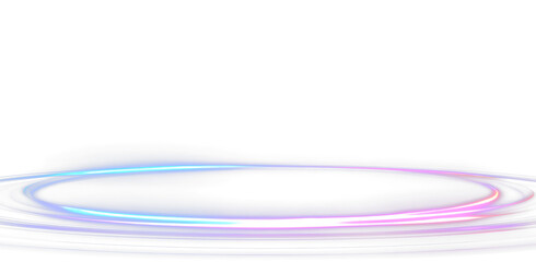 Glowing Blue Purple Neon Energy Ring Portal PNG Futuristic Magic Overlay