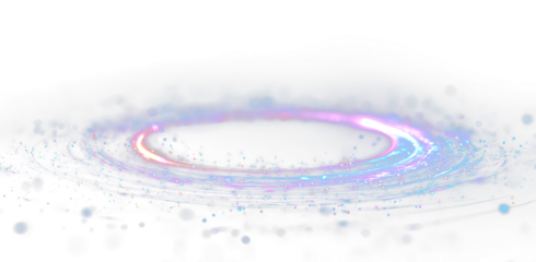 Glowing Blue Purple Neon Magic Portal Ring PNG Futuristic Overlay