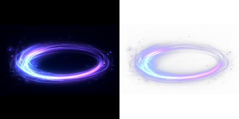Futuristic Glowing Neon Ring Portal Effect in Blue and Purple Colors PNG