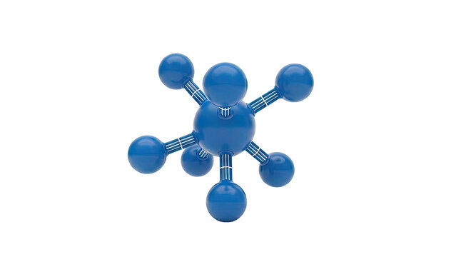 3D model of a molecular structure with blue spheres - Powered by Adobe