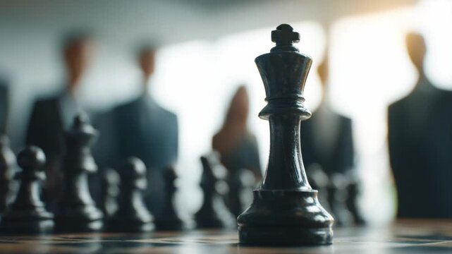 Chess Master Strategy: The chess king stands tall as a symbol of leadership and strategic prowess, as the game unfolds with strategic thinking, foresight, and decisive action.