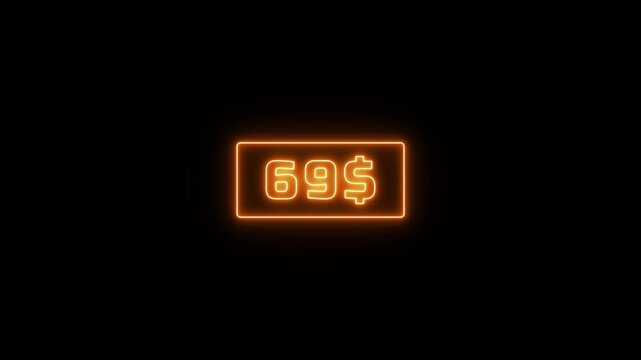 0 to 200 dollar counting animation. 200 dollar neon sign Counting money and digits increasing. Counting Numbers from 0 to 200 on a black backgrount.