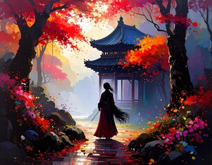 japanese temple in spring