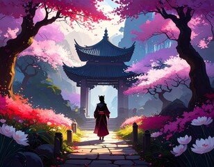 japanese temple in spring