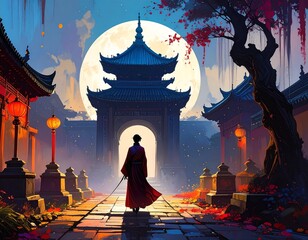 japanese temple in spring