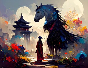 japanese temple in spring