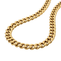 Obraz premium Elegant golden curb chain necklace displayed against white background isolated on transparent background