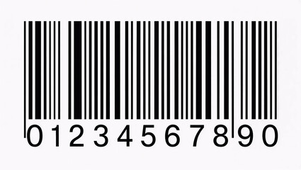 Standard barcode symbol with black lines and a sequential numeric code from zero to nine