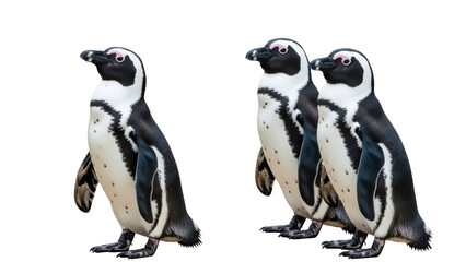 Isolated African penguins standing together, flightless seabirds, marine animals, south african © Isolde