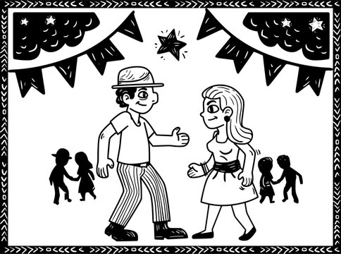 Couple dancing at a typical party in northeastern Brazil.