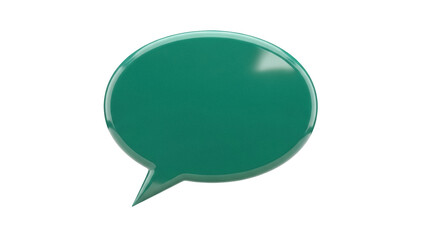 Isolated Teal Shiny Speech Bubble, 3D Chat Glossy Balloon, Communication Graphic Element