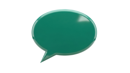Isolated Teal Shiny Speech Bubble, 3D Chat Glossy Balloon, Communication Graphic Element