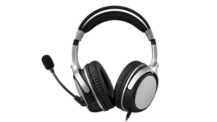 Professional overear headphones with an attached microphone provide clear audio for virtual calls, remote work, and interactive digital entertainment experiences.