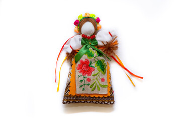 The Ukrainian motanka doll is an ancient amulet and symbol of Ukrainian culture, made without a face so as not to instill a soul in it. Instead of a face, a cross is often dangled to protect against e