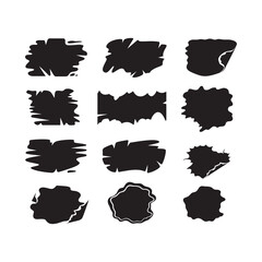 Torn sticker silhouette with irregular vector set. 