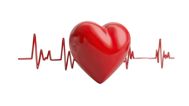 Red heart and heartbeat symbol on medical ECG monitor showing a pulse line vector illustration for cardiology health care and life - Powered by Adobe