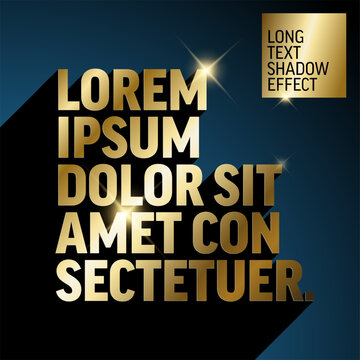 Premium gold text display featuring a dramatic long shadow effect on a dark background. This long shadow effect creates a luxury aesthetic for sophisticated gold text designs.