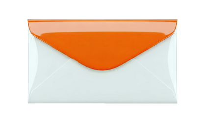 White envelope with glossy orange flap