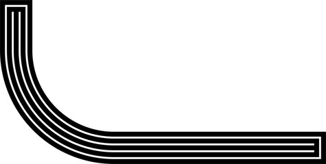 Stylized L-shaped pipe element with dynamic parallel lines, symbolizing connection, flow, and abstract system pathways