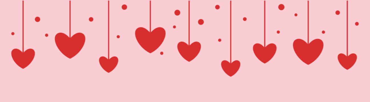 Valentine nubes love banner and card, red heart illustration with abstract pattern, vector design for holiday, wedding, and celebration