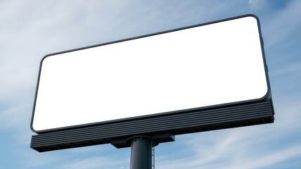 Blank billboard against blue sky with wispy clouds for advertising