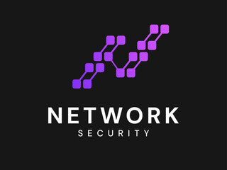 Network security with Letter N chainlink network connecting future of technology logo vector illustration design concept, representing cyber security, Big data, ui, Advanced Technology, automation. 