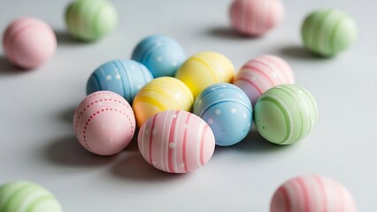 Colorful easter eggs on a white surface