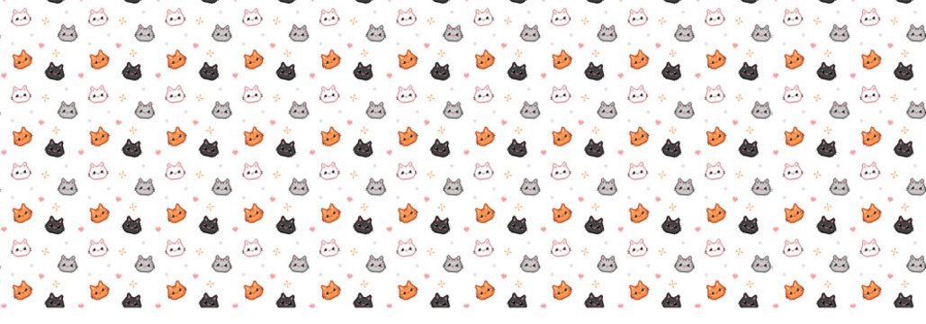 Cat Pixel Seamless Pattern, Background - 1