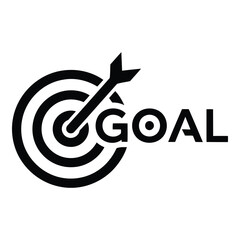 Vector icon a black and white logo of a target with an arrow and the word goal