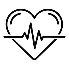 Vector icon a black line drawing of a heart with an ekg line through it